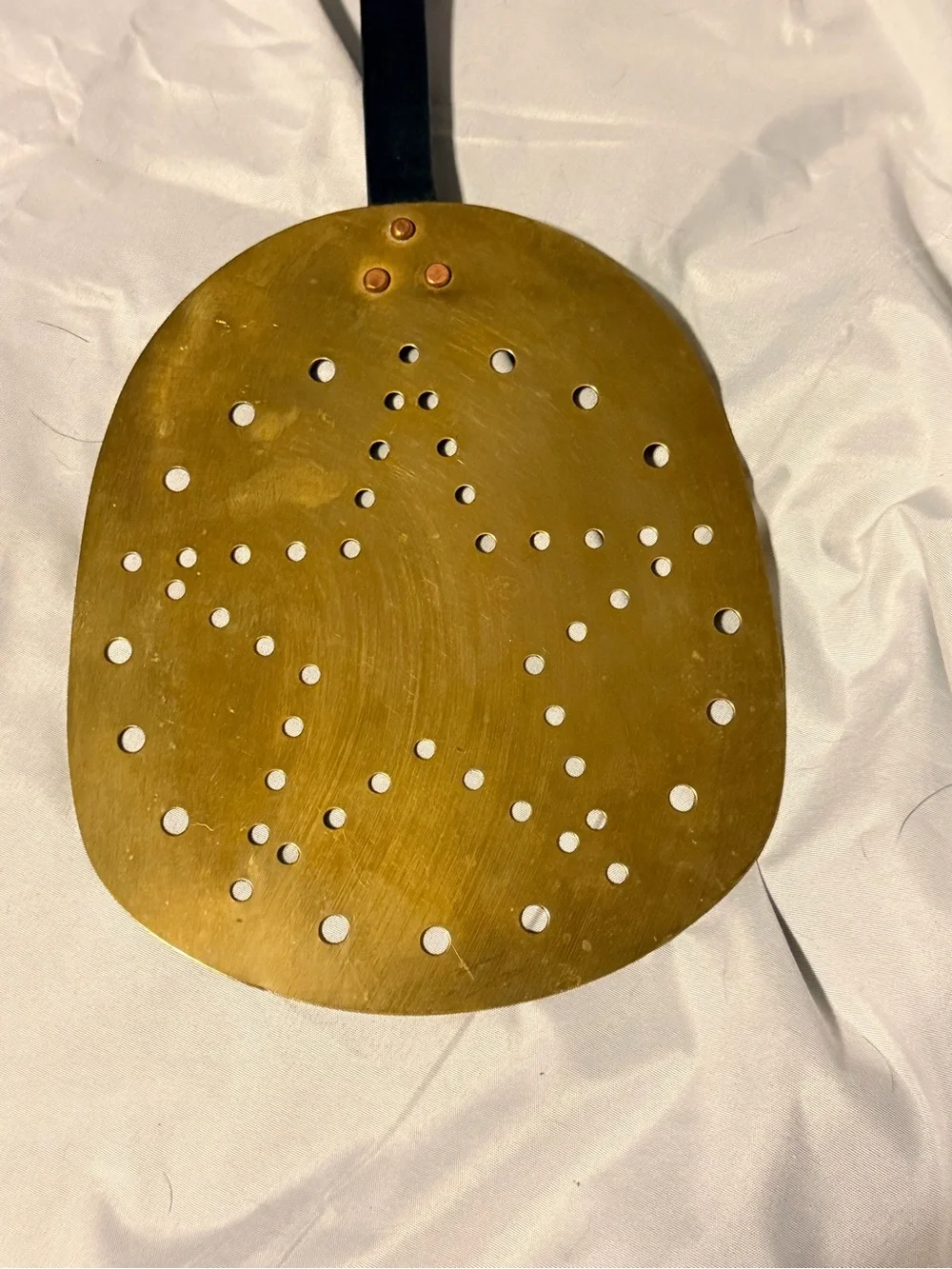 Vintage Brass Skimmer Strainer | Rustic Farmhouse Kitchen Wall Decor | Primitive